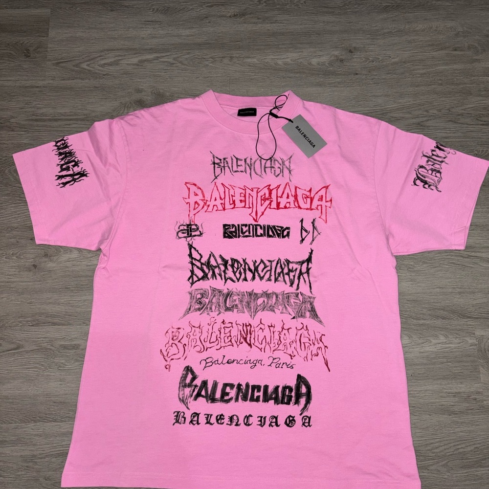 Balenciaga Pink Logo Short Sleeve Tee
